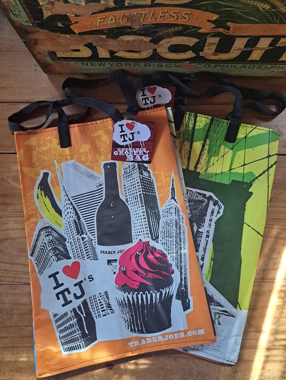🛍️ Two Trader Joe's New York-Themed Reusable Shopping Bags Totes NWT